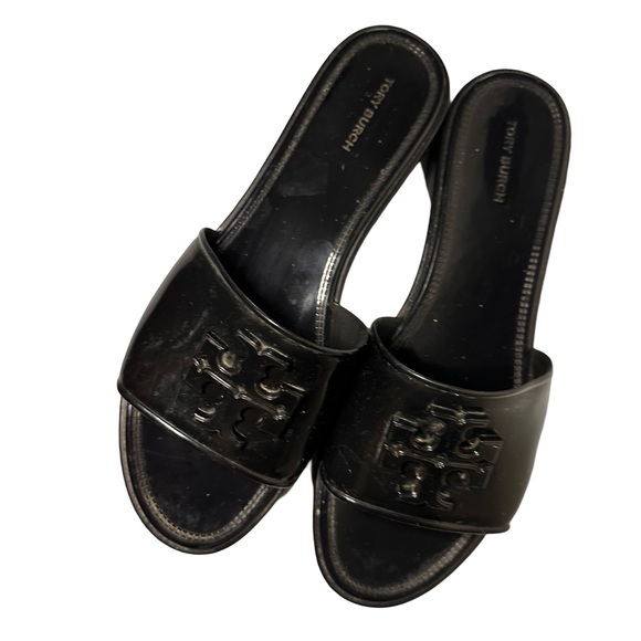 Tory Burch Shoes - Tory Burch Eleanor Jelly Slide Sandals Black Platform Waterproof Rubber Sz 8